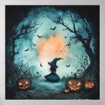 Mystérieuse petite sorcière et Jack-O'-Lantern