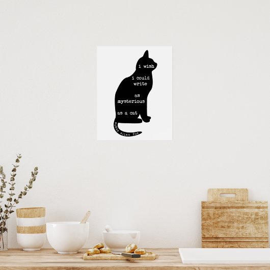 Poster Mystérieux comme un chat Edgar Allan Poe Citation (Cuisine)