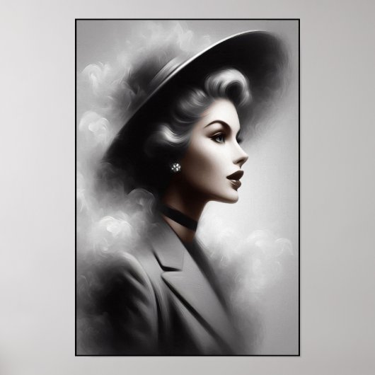 Poster Mysterious 1940's Female Portrait Art (Devant)