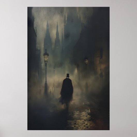 Poster Mysterious Victorian Man Jack the Ripper Walking (Devant)