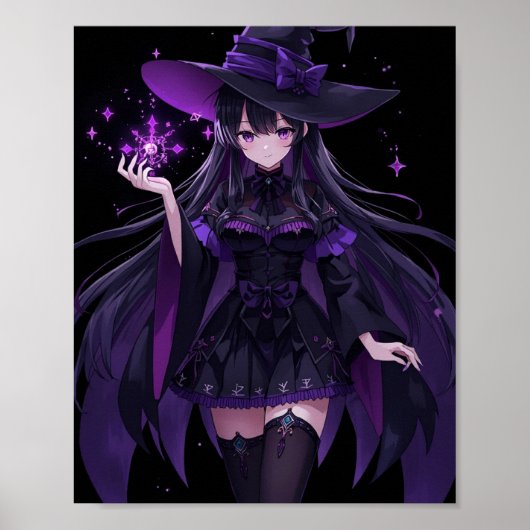 Poster Mysterious Witch with Purple Magic (Devant)