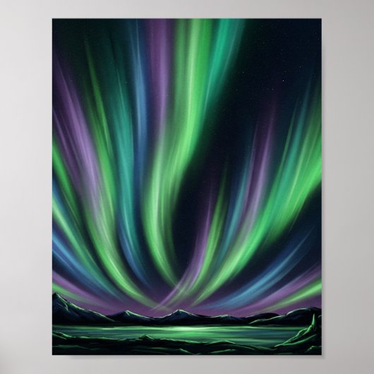 Poster Mystic Aurora Borealis - Northern Lights Art (Devant)