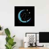 Poster Mystic Cat on Blue Moon Night Sky (Bureau à domicile)