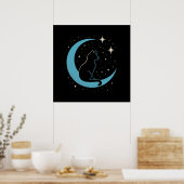 Poster Mystic Cat on Blue Moon Night Sky (Cuisine)