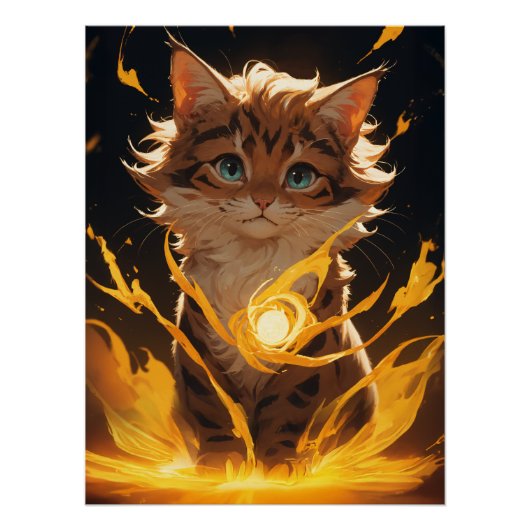 Poster Mystic Tiger Chat Feu familier (Devant)