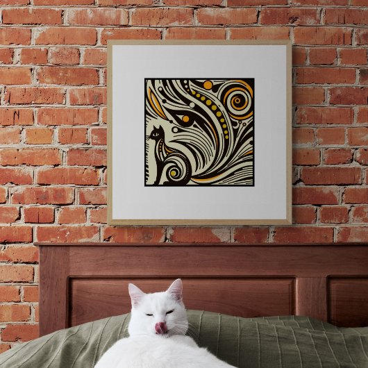 Poster Mystic Whiskers : Retro Cat Art