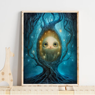 Poster Mystical Forest Tree Face Print   Tree Print