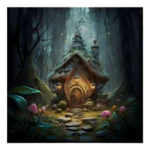 Poster "Mystical Gnome Cottage : Whimsical Mushroom Haven