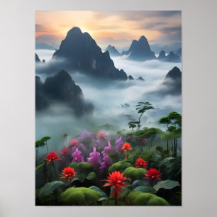 Poster mystique des pics vietnamiens