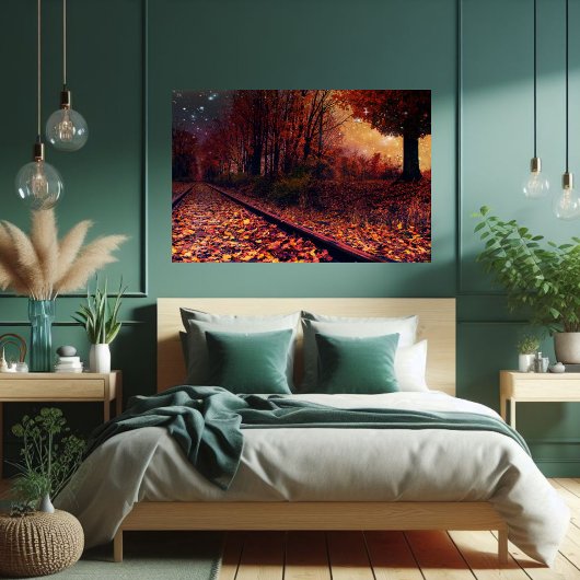 Poster Mystique Foliage ferroviaire du soir d'automne