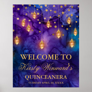 Poster Mystique Lanternes de Nuit de Marrakech Bokeh Quin
