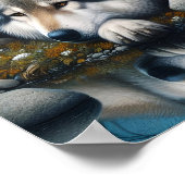 Poster Mystique Une Femme Amérindienne Avec Loups 12x16 (Coin)