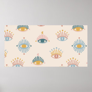Poster Mystique yeux sans couture motif, arrière - plan m