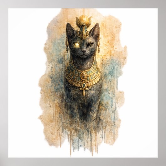 Poster Mythical Egyptian Cat Ancient Fantasy Feline (Devant)