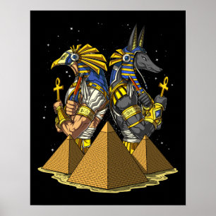Poster Mythologie antique de pyramides de dieux égyptiens