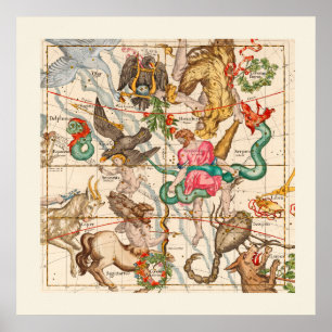 Poster Mythologie médiévale astronomy vintage art