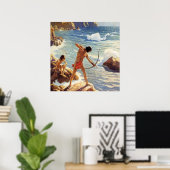 Poster N C Wyeth Western Painting “First Maine Fishermen” (Bureau à domicile)