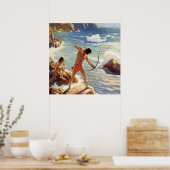 Poster N C Wyeth Western Painting “First Maine Fishermen” (Cuisine)