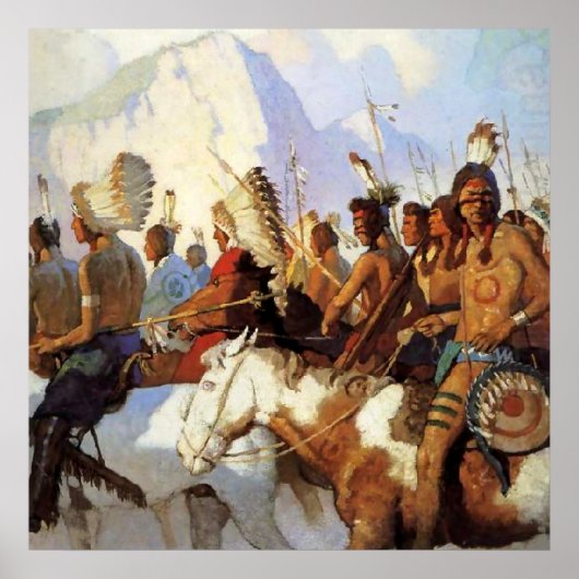 Poster N C Wyeth Western Peinture "The War Party" (Devant)
