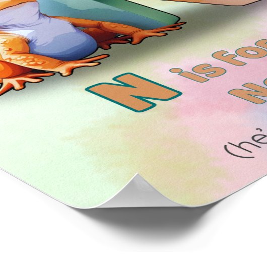 Poster N is for Newt – Animal Letter Wall Art (Coin)