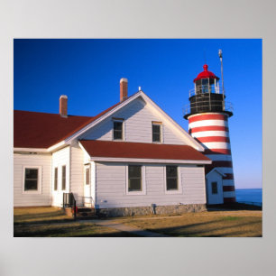 Poster NA, États-Unis, Maine. Phare de West Quoddy à pro
