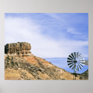 Poster NA, États-Unis, Texas Moulin à vent et falaises de