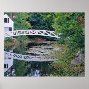 Poster NA, USA, Maine. Pont au-dessus de l'étang à Somes