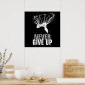 Poster N'abandonnez jamais Black White Basketball Pop Art (Cuisine)