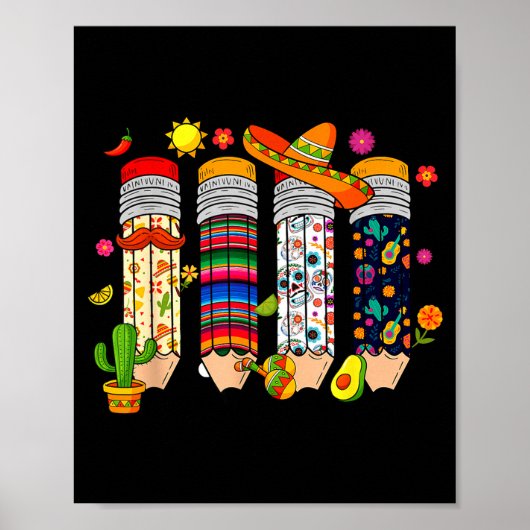 Poster Nacho Average Teacher Cinco De Mayo Fiesta Mexican (Devant)