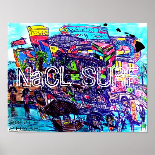 Poster NaCL SURF RIVE SUD WAIKIKI (Devant)