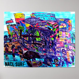 Poster NaCL SURF RIVE SUD WAIKIKI