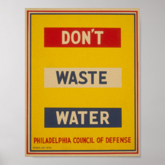 Poster N'affiche pas de gaspillage d'eau vintage WPA
