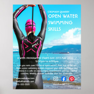 Poster nage en eau libre triathlon cycle course flye