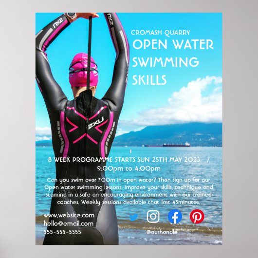 Poster nage en eau libre triathlon cycle course flye (Devant)