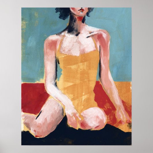 Poster Nage vintage - maillot de bain jaune (Devant)