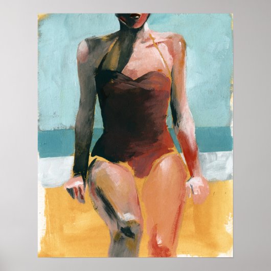 Poster Nage vintage - maillot de bain rouge (Devant)