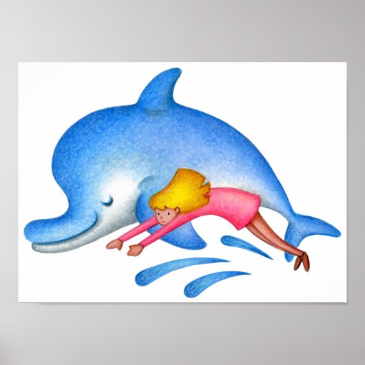 Poster Nager avec des dauphins. (Devant)