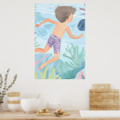 Poster Nager dans un récif corallien chaud (Cuisine)