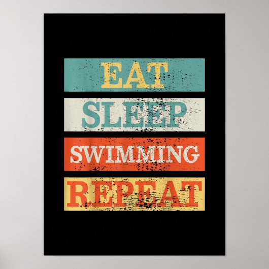 Poster Nager Manger Dormir Nager Répéter Drôle (Devant)