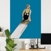Poster Nageuse, femme abstraite à bord, ajouter du texte (Bureau à domicile)