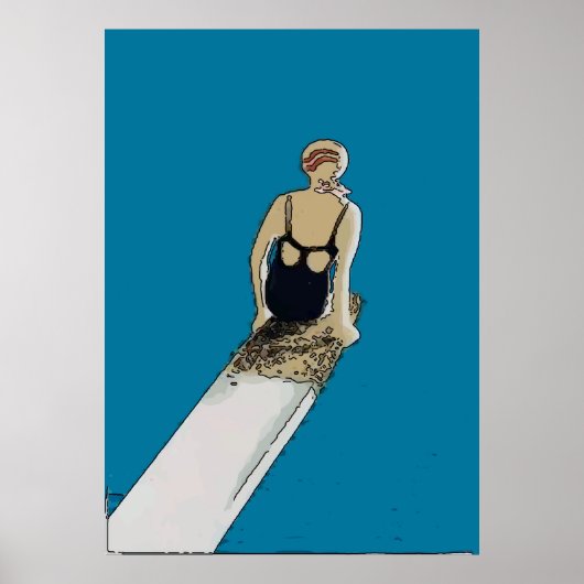 Poster Nageuse, femme abstraite à bord, ajouter du texte (Devant)