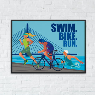 POSTER NAGEZ. VÉLO. EXÉCUTEZ. TRIATHLON