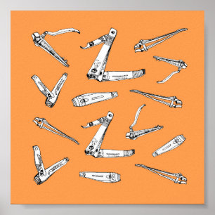 Poster Nail clippers in Orange Illustrated Art