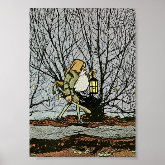 Poster Nain avec une lanterne (Devant)