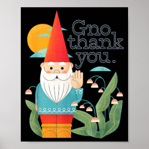 Poster Nain de jardin drôle de jeu de mots Gno merci humo