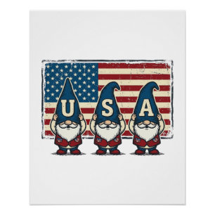 Poster Nains patriotiques vintage USA Design de T-shirt b