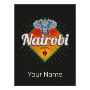 Poster Nairobi Capital Kenya Elephant Afrique Vintage