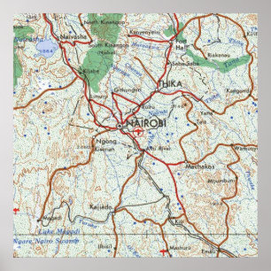 Poster Nairobi Kenya Carte topographique