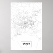 Poster Nairobi, Kenya (noir sur blanc) (Devant)