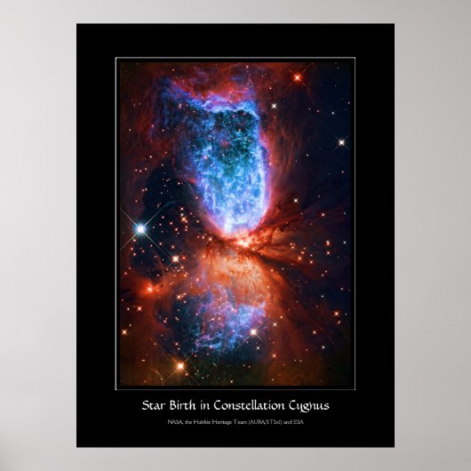 Poster Naissance étoile en Constellation Cygnus, Le Cygne (Devant)